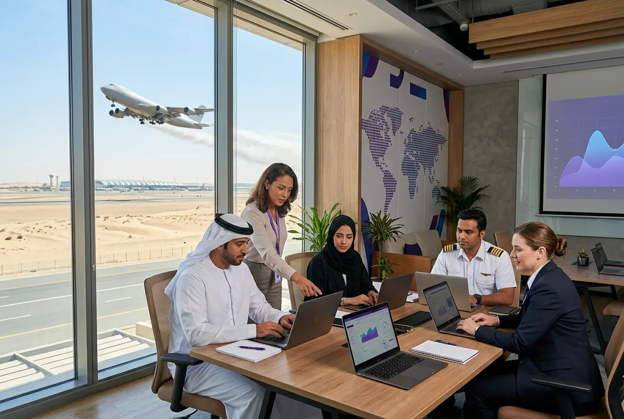 AI workshop for aviation and logistics staff near a Dubai airport