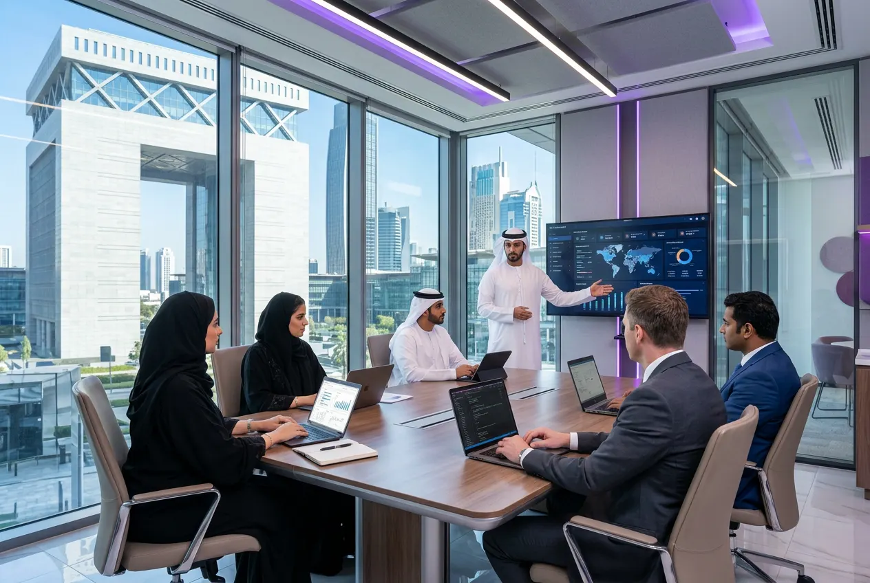 AI training for finance professionals in a Dubai financial district office